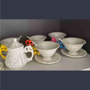 Seletti I-Wares collection: sugar pot, cup, saucer & teaspoon